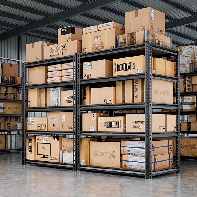 72"H Storage Shelves heavy duty, 2200LBS Garage Shelving, 5 Tier Metal Shelving - Image 2