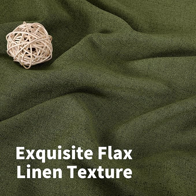 YoungsTex Olive Green Linen Curtains 63 Inch Length - Image 4