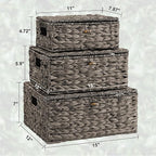 Wicker Storage Baskets with Lids and Handles, Hand Woven Rattan Storage Bins Box - Image 2
