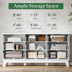Fluted Dresser with 9 Drawers, Wooden Dresser TV Stand, Wood Closet Clothes - Image 4