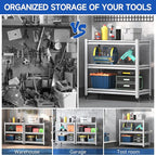 34''W Garage Heavy Duty 3-Tier Adjustable Storage Rack, Steel Shelving - Image 7