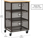Mind Reader 3-Drawer Rolling Storage Cart, Office Organizer - Image 3