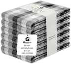 Kitchen Towels Set of 6 Black/White Checks 20x30 Inches 100% Cotton Highly by Gratico