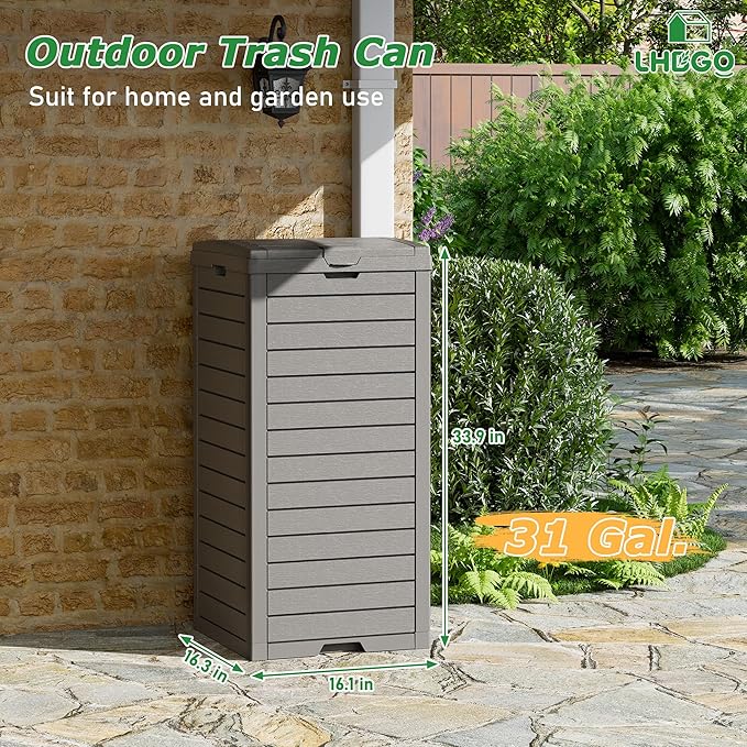 Outdoor Trash Can, 2 Set of 31 Gallon Garbage Can - Image 2