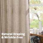 YoungsTex Oatmeal Linen Semi Sheer Curtains 63 Inch Length - Image 5