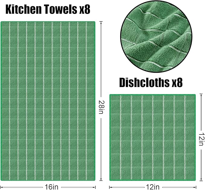 Homaxy Microfiber Kitchen Towels and Dishcloths Set, 12 Pack Soft and Absorbent - Image 6