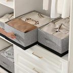 Linen Folding Storage Bins, 3 Pack Large Storage Baskets, Clothing Storage Bins - Image 3