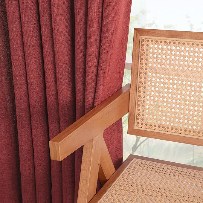YoungsTex Red Linen Semi Sheer Curtains 84 Inch Length - Image 9