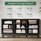 Fluted Dresser with 9 Drawers, Wooden Dresser TV Stand, Wood Closet Clothes - Image 4