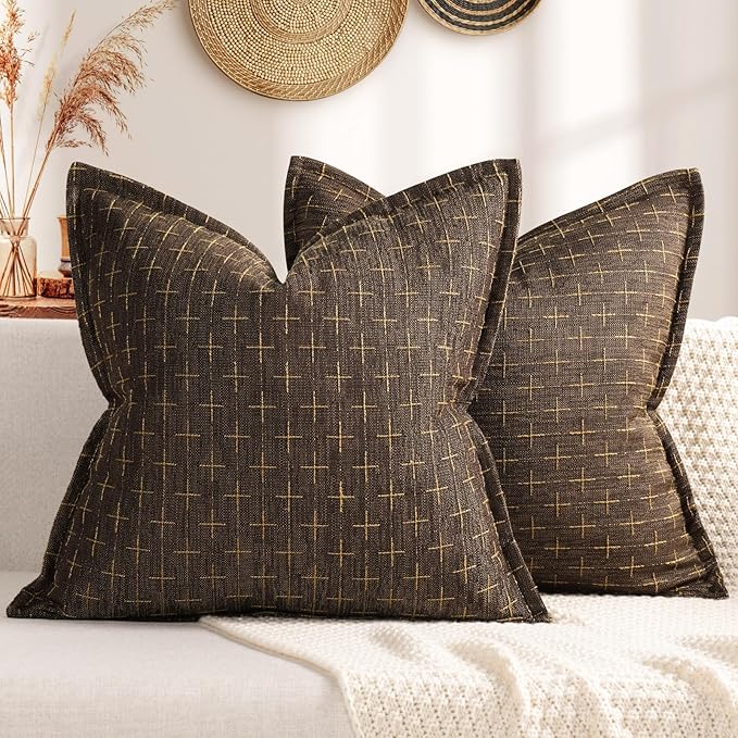 ZWJD Pillow Covers 24x24 Set of 2 Soft Polyester Textured Pillow Covers by ZWJD