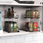 Simple Houseware 2-Tier Spice Rack Slide Out Wire Basket Drawer Organizer - Image 3