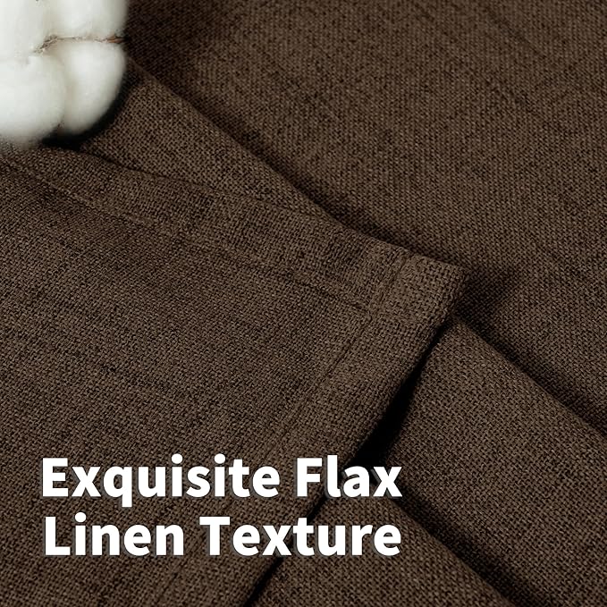 YoungsTex Brown Linen Kitchen Curtains 40 Inches Long - Image 4