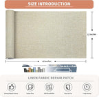 Coarse Linen Repair Patches, Self-Adhesive Linen Fabric Patches, 12X40 inch - Image 2