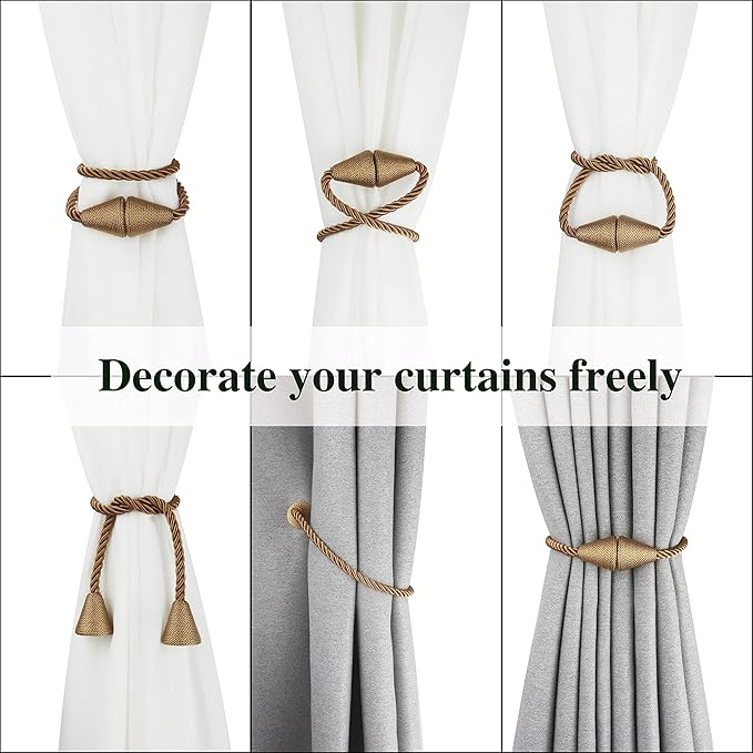 4 Pack Magnetic Curtain Tiebacks Rope Modern Handmade Curtain Tie Backs - Image 5