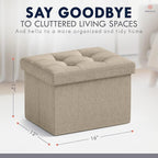 Ornavo Home Small Storage Ottoman, Foldable Collapsible Rectangle Linen Ottoman - Image 3