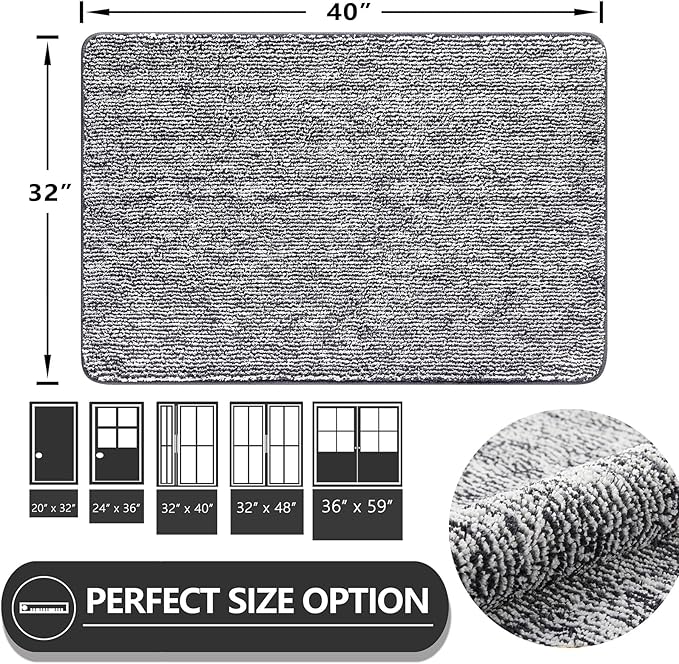 REFETONE Doormat, Indoor Absorbent Non Slip Dark Grey Doormat, Resist Dirt - Image 2