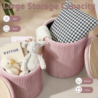 Round Ottoman with Storage Set of 2, Vanity Stool with Storage - Image 4