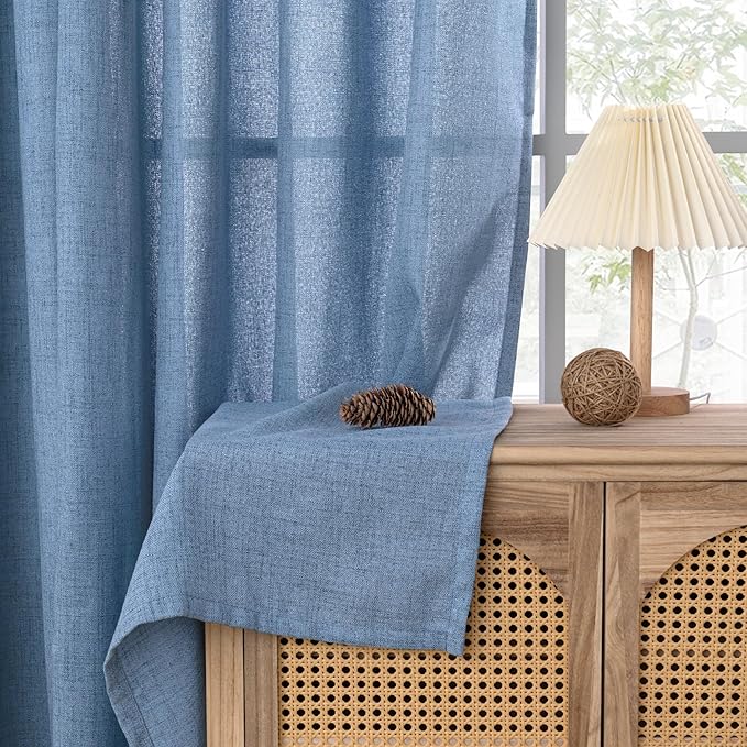 YoungsTex Denim Blue Linen Curtains 80 Inch Length - Image 8