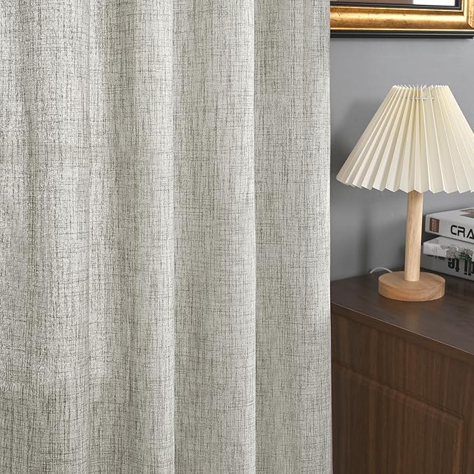 YoungsTex Dark Grey Linen Semi Sheer Curtains 36 Inch Length - Image 4