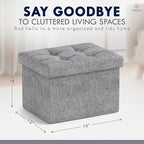 Ornavo Home Small Storage Ottoman, Foldable Collapsible Rectangle Linen Ottoman - Image 2