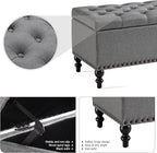 Storage Ottoman 50.2 Inches Upholstered Fabric Storage Ottoman Bench，Button - Image 5