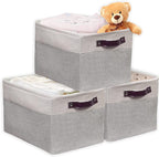 SIMPLE HOUSEWARE Large Fabric Storage Bin, 3 Pack - Image 4