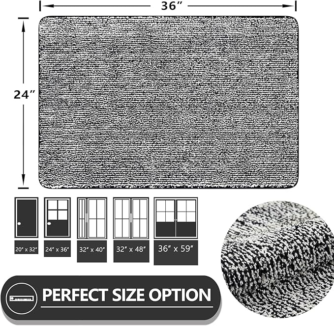 REFETONE Indoor Doormat, Front Door Mat 24"x36" Absorbent Rubber Backing Non - Image 2