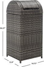 SAFAVIEH Outdoor Collection Mazeli Grey Brown Woven Swing Top Dome Lid Trash - Image 16