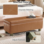 41" Faux Leather Storage Ottoman, Stitch Tufted Rectangle Upholstered End of - Image 3
