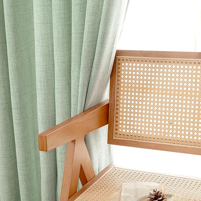 YoungsTex Sage Green Short Linen Curtains 48 Inch Length - Image 5