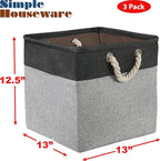 SIMPLE HOUSEWARE Fabric Storage Cubes, 3 Pack, Dark Gray - Image 5