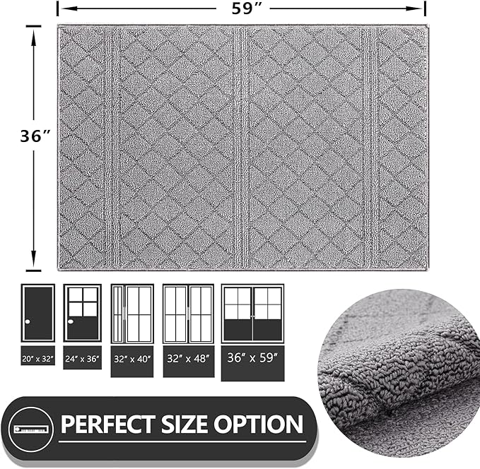 REFETONE Indoor Doormat, Front Back Door Mat 36"x59" Absorbent Rubber Backing - Image 2