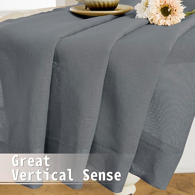 Tollpiz Short Sheer Door Curtains Closet Linen Textured Curtains Sheer Doorway - Image 6