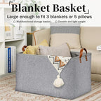DULLEMELO Large Grey Storage Baskets 70L Oversized Dog Toy Bin Basket, - Image 5