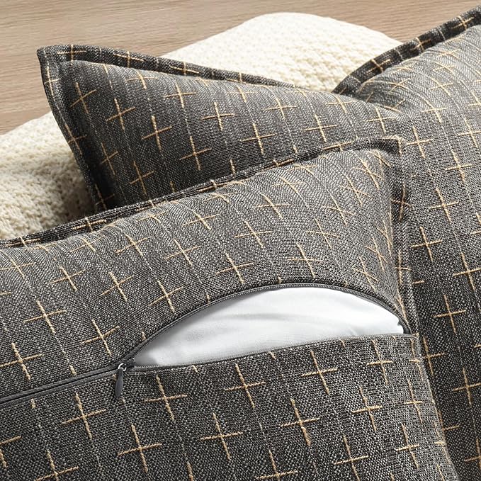ZWJD Pillow Covers 24x24 Set of 2 Soft Polyester Textured Pillow Covers - Image 3