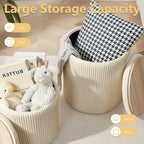 Round Ottoman with Storage Set of 2, Vanity Stool with Storage - Image 4