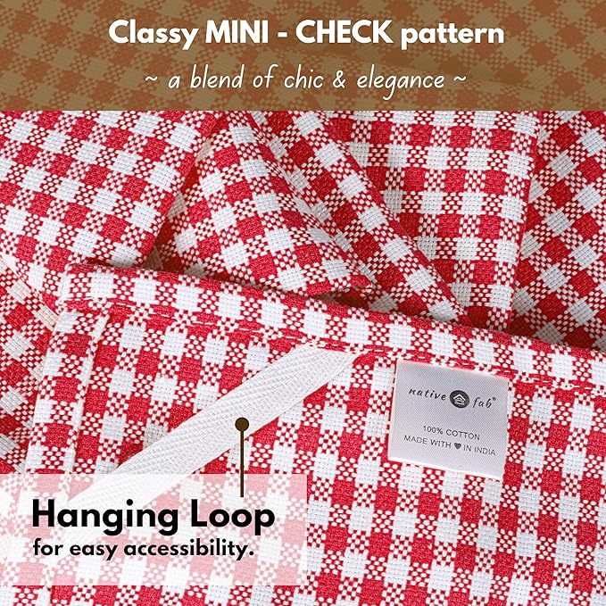 Native Fab Gingham Cotton Kitchen Towel 4 Pack 16"x26" - Image 7