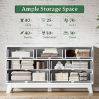 Fluted Dresser with 7 Drawers, Wooden Dresser TV Stand, Wood Closet Clothes - Image 4