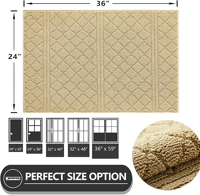 REFETONE Indoor Doormat, Front Back Door Mat 24"x36" Absorbent Rubber Backing - Image 2