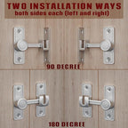 Barn Door Privacy Latch, 90°/180° Swing Slide Lock, Zinc-Alloy, Adhesive or - Image 3