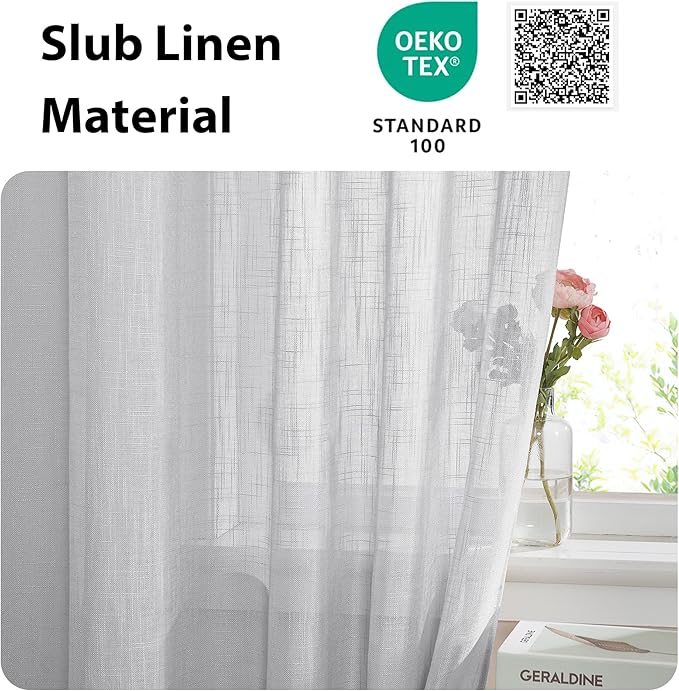 NICETOWN Semi Sheer French Door Sidelight Curtains 72 Inches Long, Linen Look - Image 3