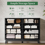 Fluted Dresser with 8 Drawers, Wooden Dresser TV Stand, Wood Closet Clothes - Image 4