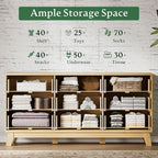 Fluted Dresser with 9 Drawers, Wooden Dresser TV Stand, Wood Closet Clothes - Image 4