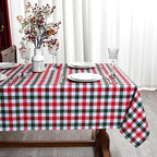 Classic Gingham Buffalo Xmas Tablecloth Fabric by Essifunia