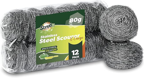 12 Pack Stainless Steel Scourers by Scrub It – Steel Wool Scrubber Pad Used by SCRUBIT