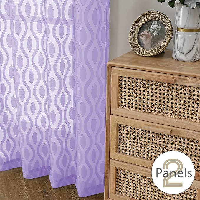 Aiyufeng Light Purple Sheer Curtains 72 Inches Long 2 Panels Set, Elegant Light - Image 6