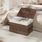 HOOBRO Storage Basket with Lid, 17.2 Gallon Wicker Basket, Handwoven Blanket - Image 4