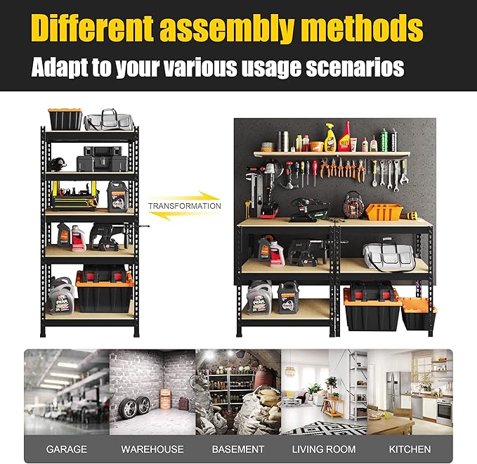 PrimeZone Storage Shelves 3 Pack 5 Tier Adjustable Garage Storage Shelving - Image 7