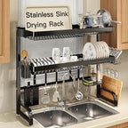 3 Tier Extra Large Stainless Steel Expandable Over The Sink Dish Drainer Drying by MAJALiS