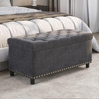 BELLEZE 35" Tufted Ottoman, Storage Bench - Image 5